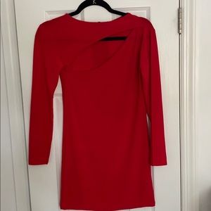 Red Slinky Long Sleeve Bodice Cut Out